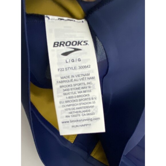 Brooks Large Drive Plunge Run Sports Bra Navy Ice Olive Compressive Strappy - Picture 4 of 11